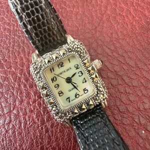 Judith Jack Silver-Tone Watch with Black Strap